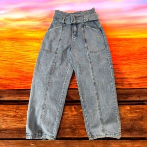 Bittersweet Retro, High-Waisted, Belted Jeans, M